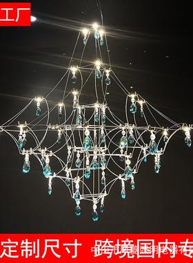 客厅灯现代极简水晶吊灯萤火虫餐厅现代艺术绿色水晶店铺家用灯具