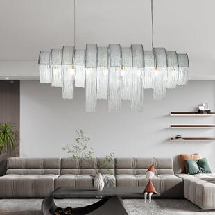 铭仕灯饰led客厅吊灯铁+铝现代简约吊链灯具餐厅灯轻奢风新中式