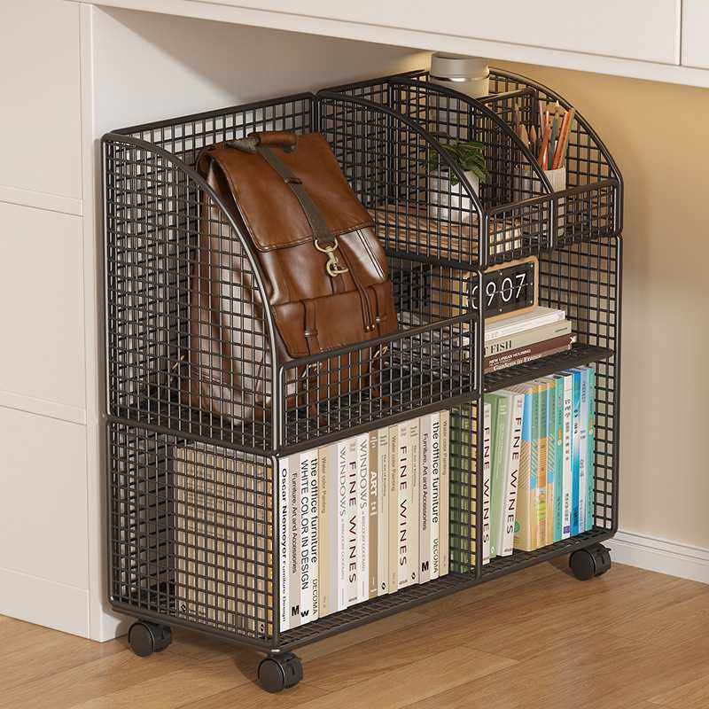 桌下置物架书桌旁小书架可移动落地办公桌边学生书本书包收纳滑轮,收纳整理,书桌收纳置物架,淘宝优惠券,粉丝福利购,淘宝优惠卷