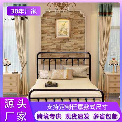 简约家用民宿铁架床公寓出租房加固铁艺床现代北欧单人床