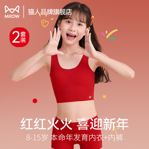 猫人少女文胸本命年内衣内裤套装