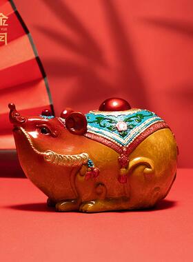 铜金岁月数你有钱老鼠黄铜摆件工艺品铜器家居办公室前台彩铜装饰