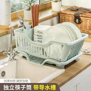 厨房台面碗碟沥水篮水槽置物架塑料餐具家用放碗筷滤水收纳盒碗柜