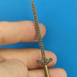 黄铜一体五帝钱铜钱剑养剑葫芦剑来雷击手工山鬼花钱随身挂件摆件