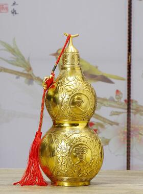铜葫芦摆件纯铜开盖空心五帝钱挂件镇宅招财家居玄关装饰品大小号