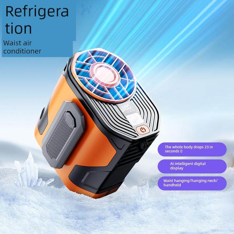 户外工地露营式腰扇，强风，便携式小型移动USB充电腰扇