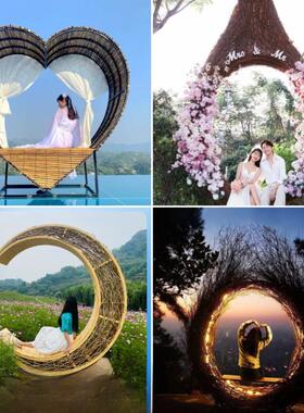 秋千藤椅鸟巢座椅摆件网红签到照片心梯气球雕塑景区婚礼装饰