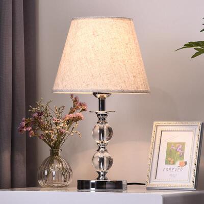 北欧式水晶台灯卧室床头灯温馨浪漫现代简约家用触摸感应调光台灯