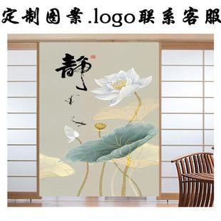 中式 新品 挂帘半帘厨房客厅餐馆家用商用遮挡布帘隔断青花洗手间帘