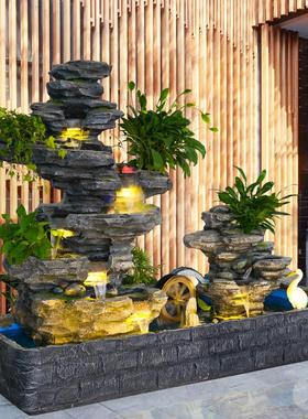 假山流水喷泉客厅公司花园庭院鱼池鱼缸造景观水景招财风水轮摆件