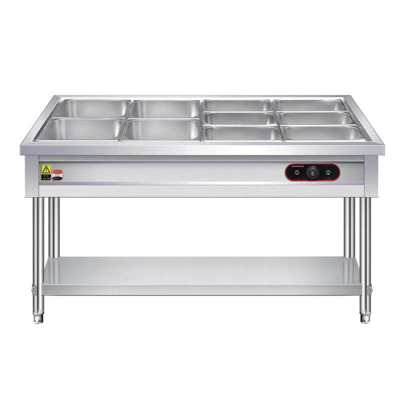 快餐保温台商用不锈钢售饭台电加热汤池食堂打菜售菜台保温快餐车