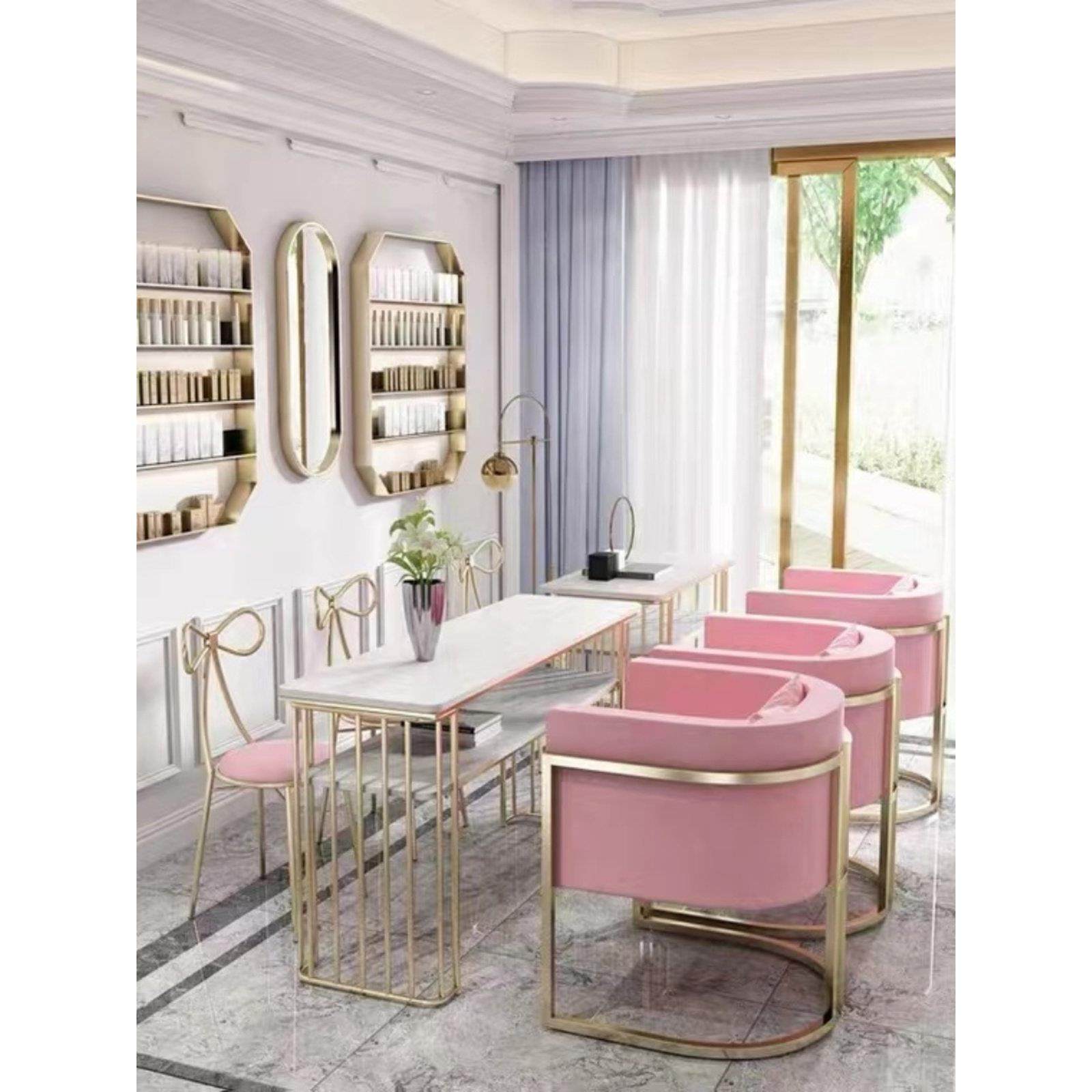 北欧铁艺双层大理石美甲桌椅套装网红沙发椅单双人特价金色美甲桌,商业/办公家具,美甲台,淘宝优惠券,粉丝福利购,淘宝优惠卷