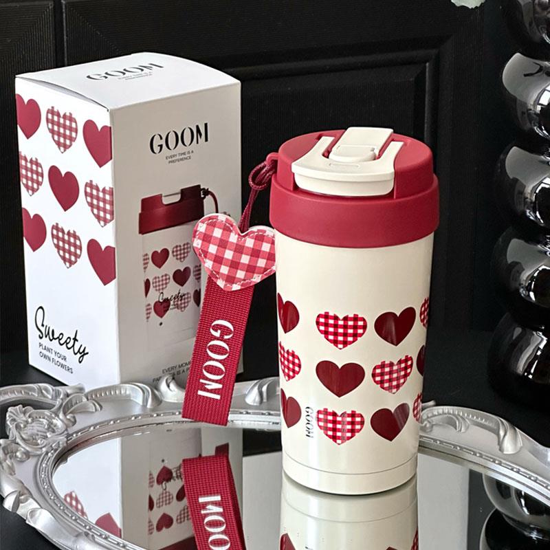 GOOM保温杯女生高颜值吸管水杯陶瓷内胆保冷杯子学生便携咖啡杯