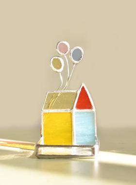 原创手工摆件玻璃mini软装氛围感气球小屋烛台车载桌面生日礼物