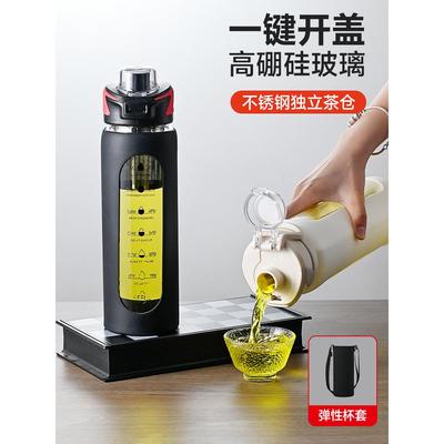 2025新款玻璃水杯男女士茶水分离一键开盖泡茶车载耐高温单层杯子