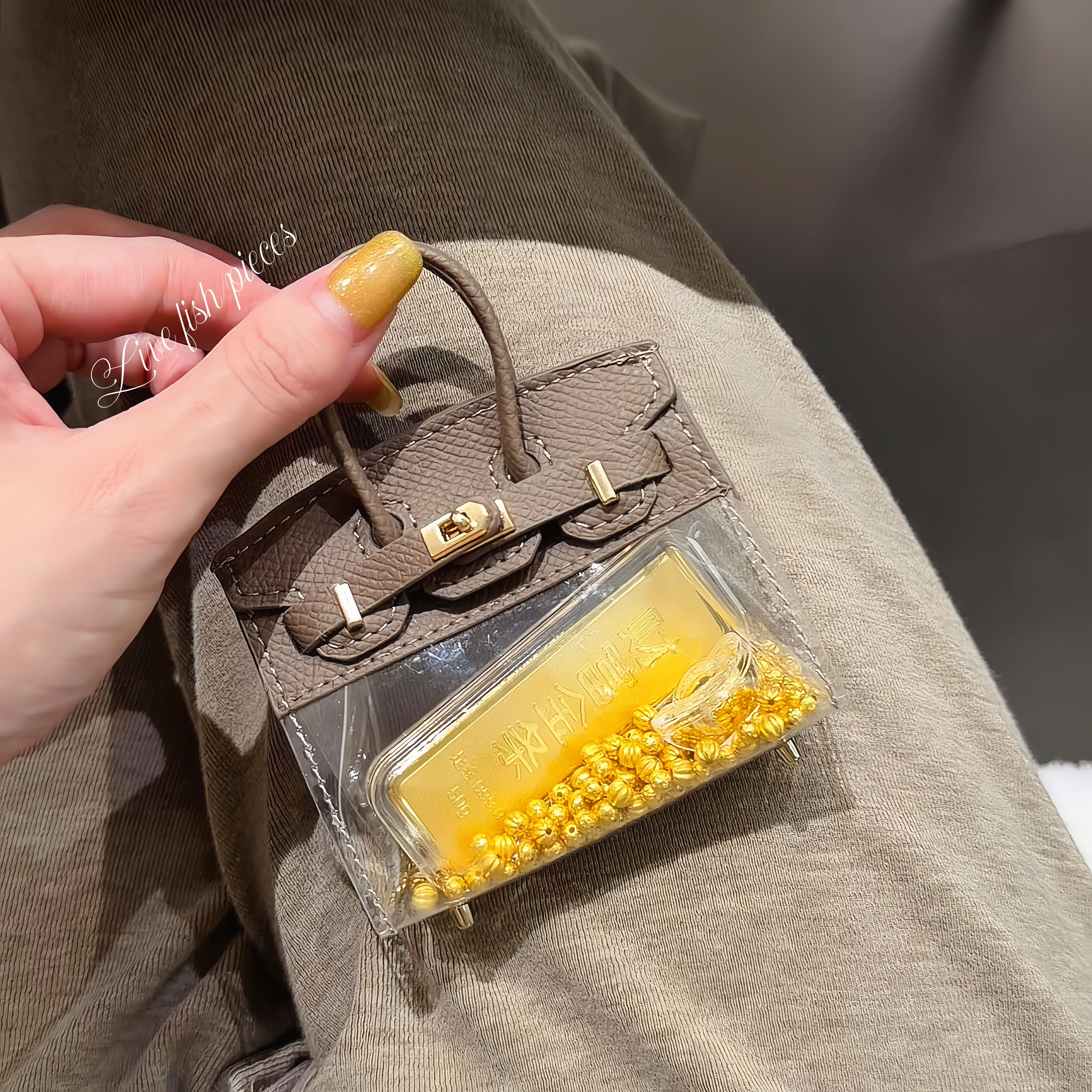 金豆子小方包迷你复古口红车钥匙透明展示包精致鳄鱼纹耳机收纳包
