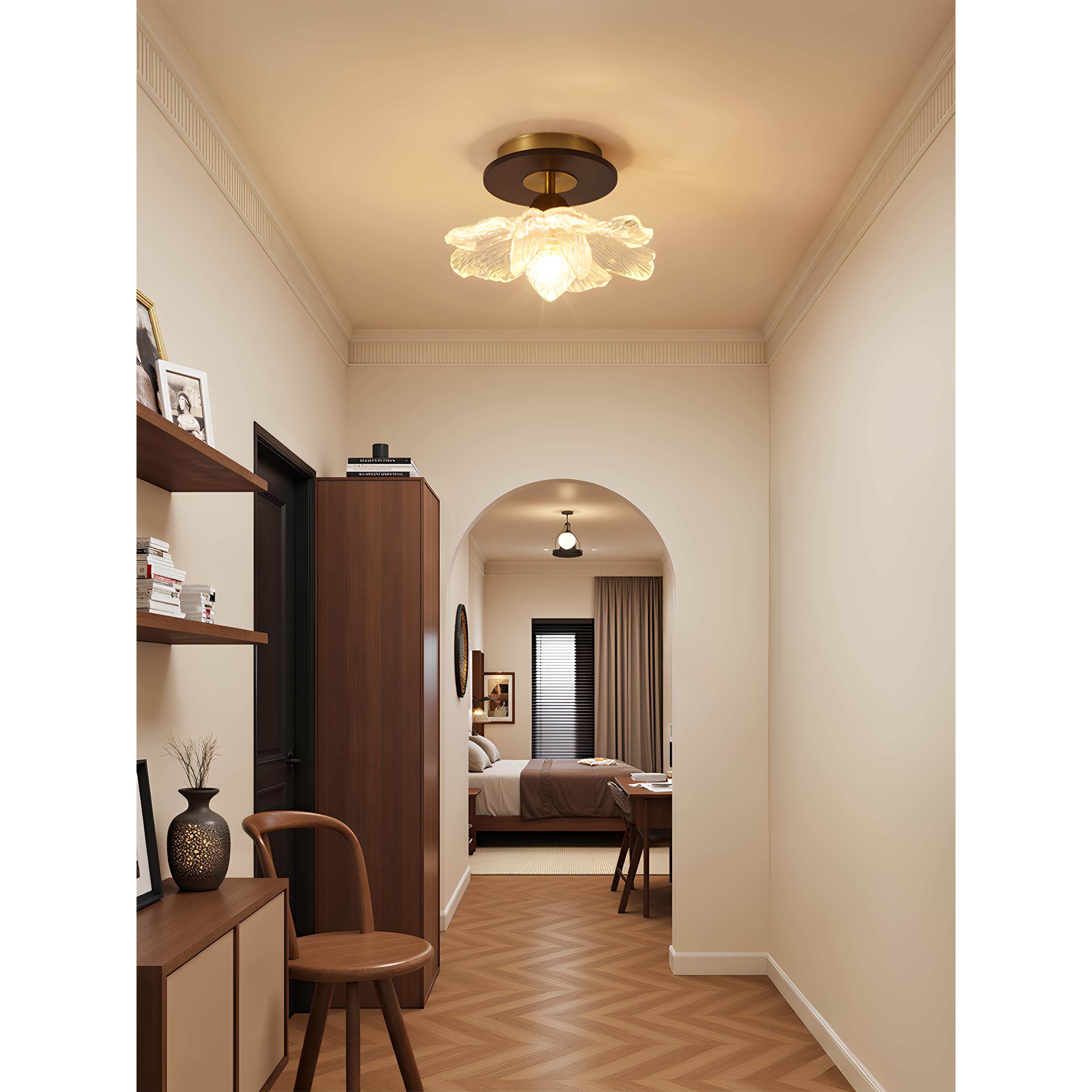 采购产品走廊灯，通道灯，法式覆古风格灯豪华玻璃，创意莲花入口