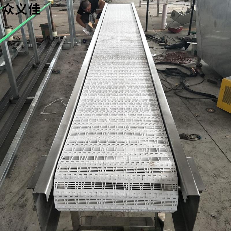OPB塑胶网带输送机 食品生产加工分拣线 线输送带挡板式炼板输送