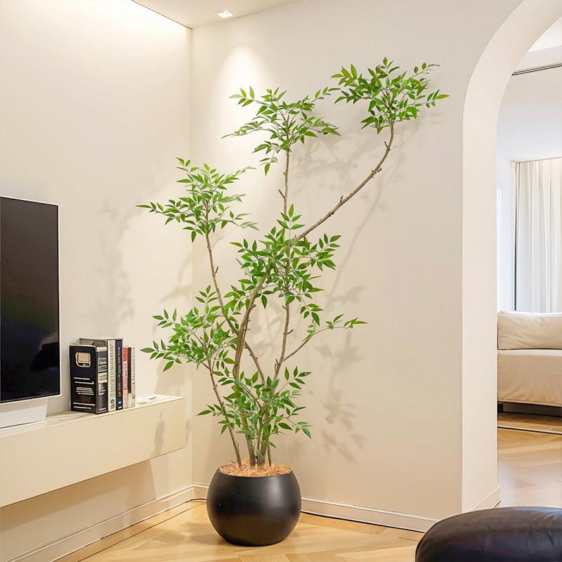 南天竹仿真绿色植物大型摆件 简约风格室内客厅电视柜边装饰用仿