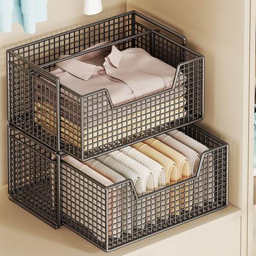 德国衣柜收纳分层隔板卧室衣橱隔断整理板收纳神器柜内叠加抽拉架