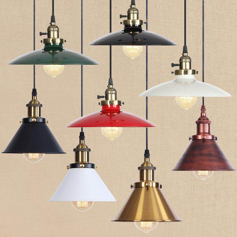 单头餐厅小吊灯复古个性简约铁艺loft黑色锅盖灯罩工业风格吊顶灯