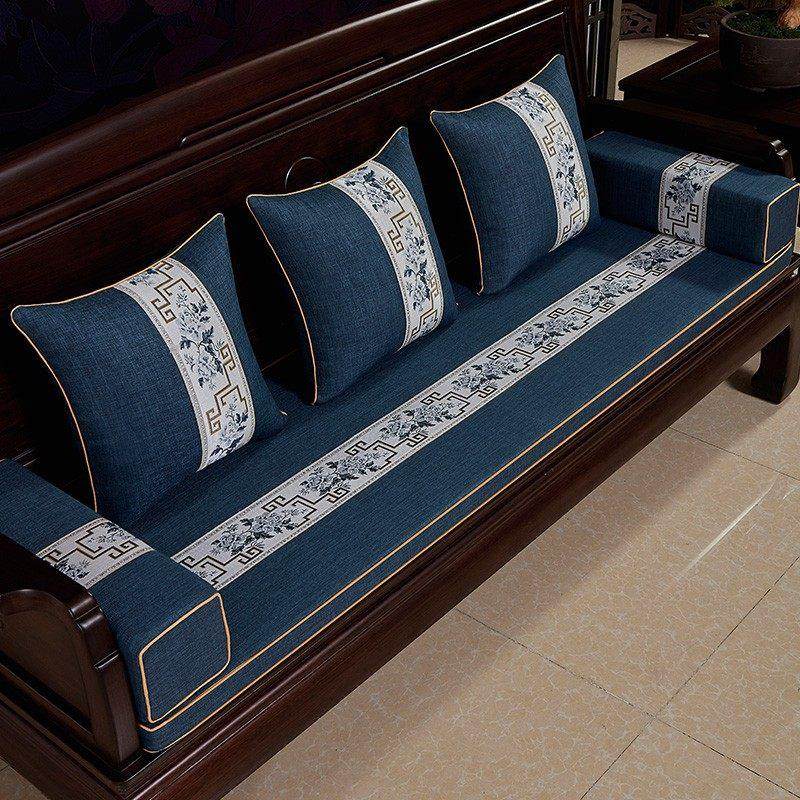 新中国风红木沙发坐垫，通用乳胶四季座垫，防滑沙发套，高密度海