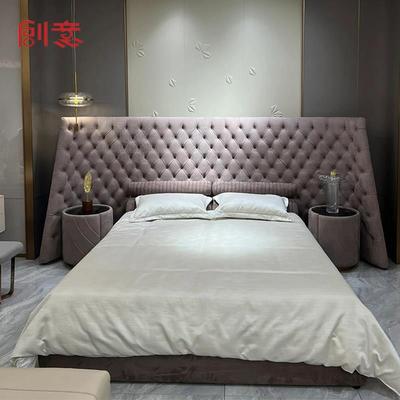 【Vf真皮床】MEDICI磨砂布艺床意式轻奢拉扣宽屏双人婚床工厂展厅