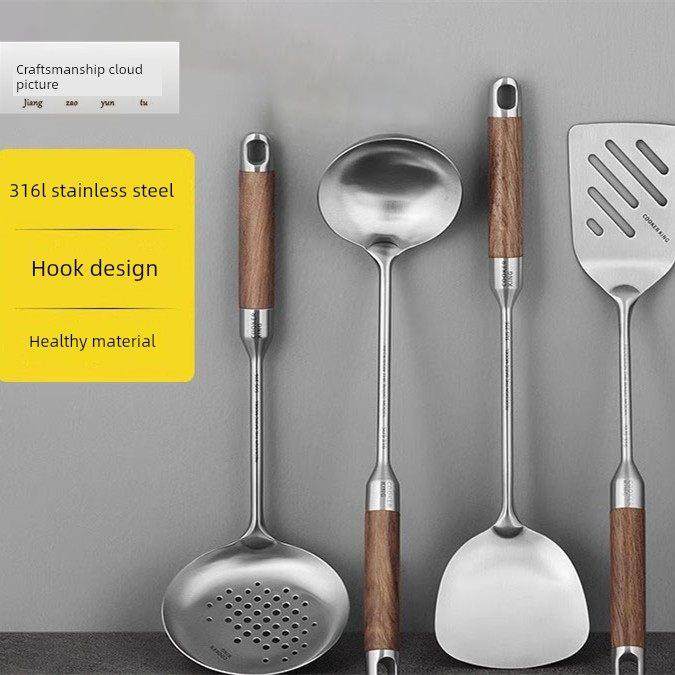 匠人云图316L不锈钢加厚烹饪铲滤锅汤勺厨房用具煎勺套铲