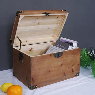 木箱实木收纳箱覆古带锁收纳箱客厅衣帽间整理定制翻盖家用小箱子