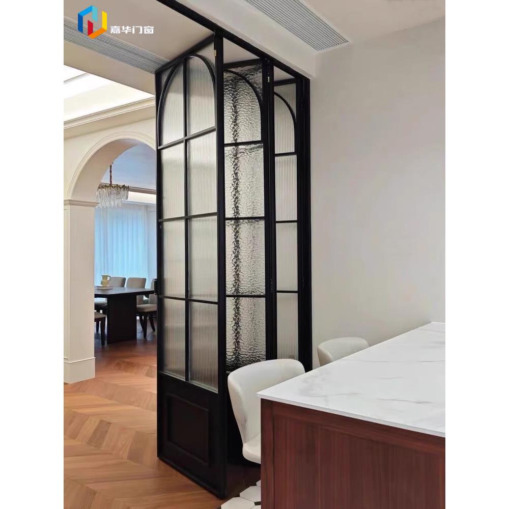 简易法式复古折叠门隔断门推拉门铝合金吊轨移门厨房阳台卫生间门