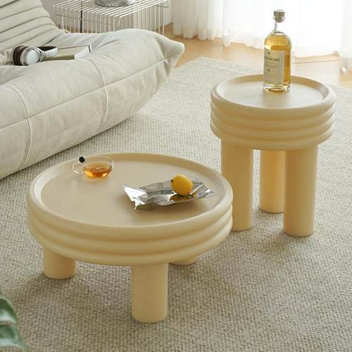 小卡家居北欧现代简约小茶几组合家用客厅沙发边几小户型圆形塑料