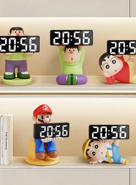 创意电子时钟摆件客厅玄关时间显示器钟表摆台式桌面闹钟生日礼物