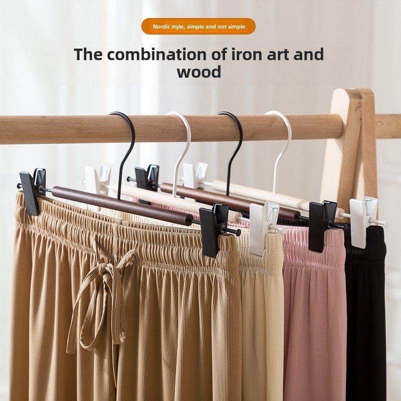服装店裤架裙子架衣架防滑铁艺带夹家用实木高档夹子型木头裤夹子,收纳整理,裤/裙架,淘宝优惠券,粉丝福利购,淘宝优惠卷