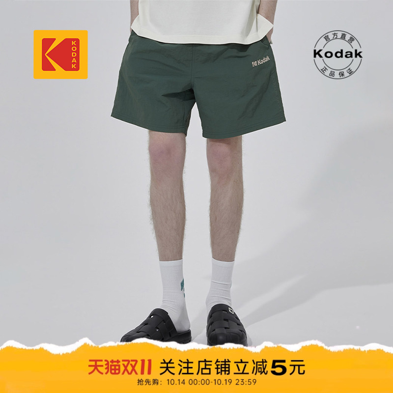 KODAK柯达夏季徽标LOGO男女同款休闲短裤松紧腰抽绳可调节