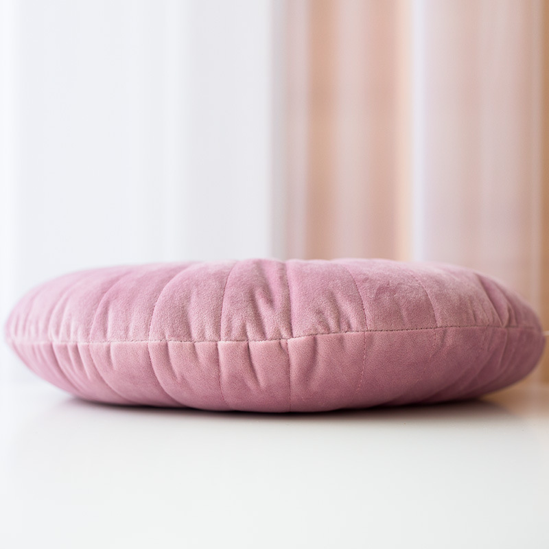 北欧风圆形纯色荷兰绒抱枕靠垫床头大靠背沙发靠枕办公室坐垫