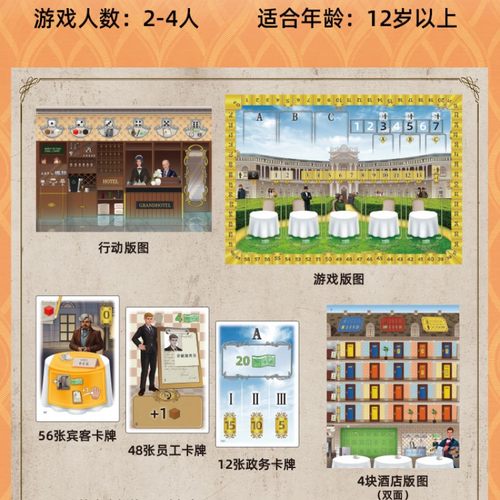 奥地利大饭店桌游卡牌Grand Austria Hotel2-4人聚会经营策略扩展