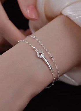 925纯银相扣手錬女轻奢简约精致闺蜜手镯小众高级感手饰