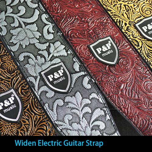 P&P 2.5 Inch Guitar Strap Genuine Leather Adjustable Soft Em