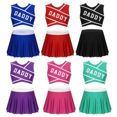2Pcs Women School Girls Cheerleading Uniforms Set DADDY