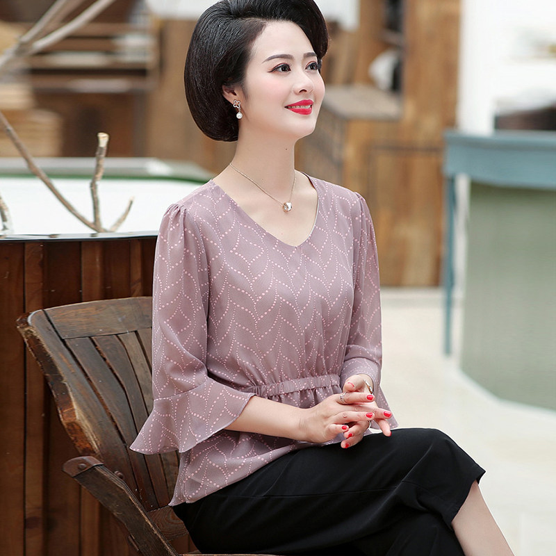 中老年衣服妈妈装夏装短袖202中老年女装