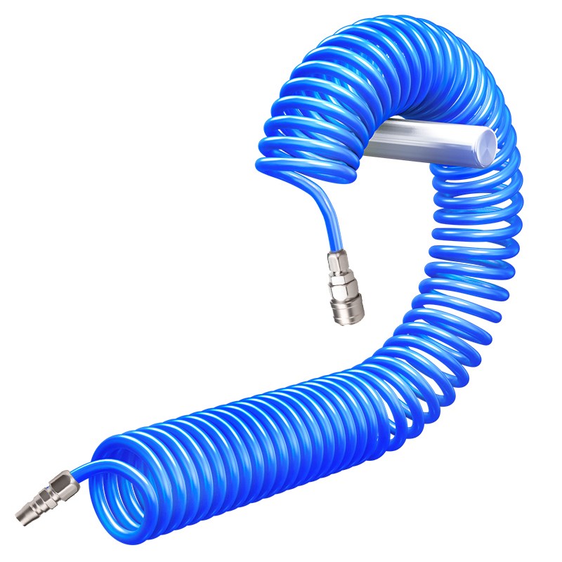热销蓝色PU弹簧管气管8mm/12mm空压机软管气泵管螺旋伸缩管子气动