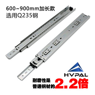 热销45抽屉轨道三节轨道钢滚珠橱柜滑轨抽屉重型抽斗阻尼导轨家用