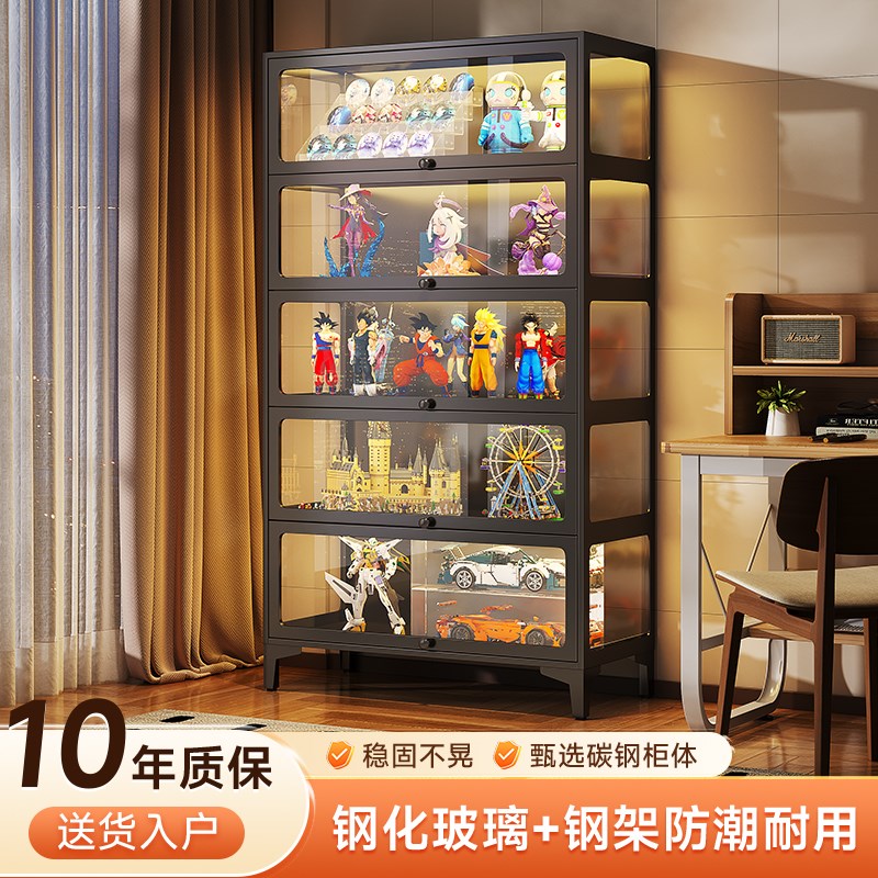 热销模型展示柜玻璃门痛柜防尘模型摆件展示柜铁皮收纳柜钢制收纳