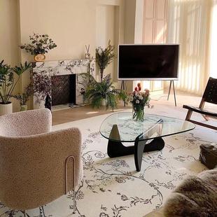 简约客厅茶几野口勇设计师款三角形钢化玻璃茶几现代爆款实木茶几