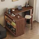 新中式 实木吧台小户型伸缩岛台隔断客厅中古风咖啡吧台桌政府补贴