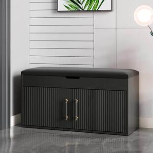 入户换鞋凳家用门口可坐鞋柜一体穿鞋凳玄关黑色高级感鞋架免安装