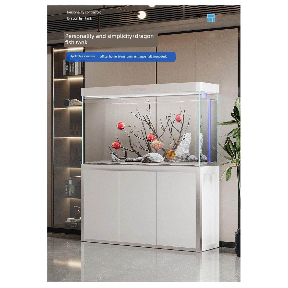鱼缸底部过滤器[升级]超白玻璃客厅家庭水族馆懒人无需换水智能龙