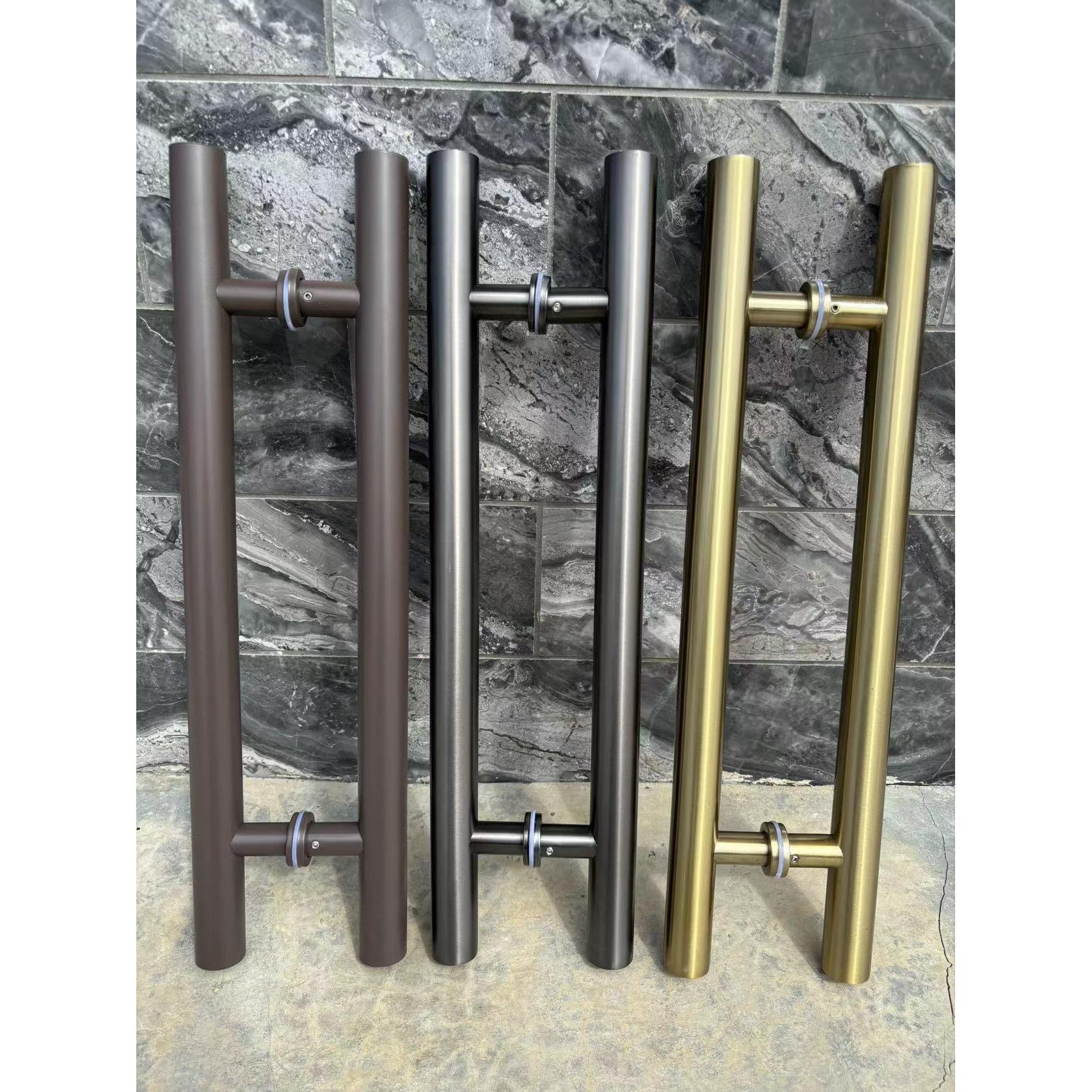 无框玻璃门拉手灰钛咖啡有框推拉门把手不锈钢拉丝香槟金木门拉把