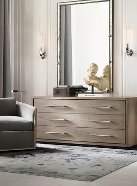 RH覆古实木斗柜橡木轻奢6斗收纳柜法式简约客厅小户型装饰餐边柜