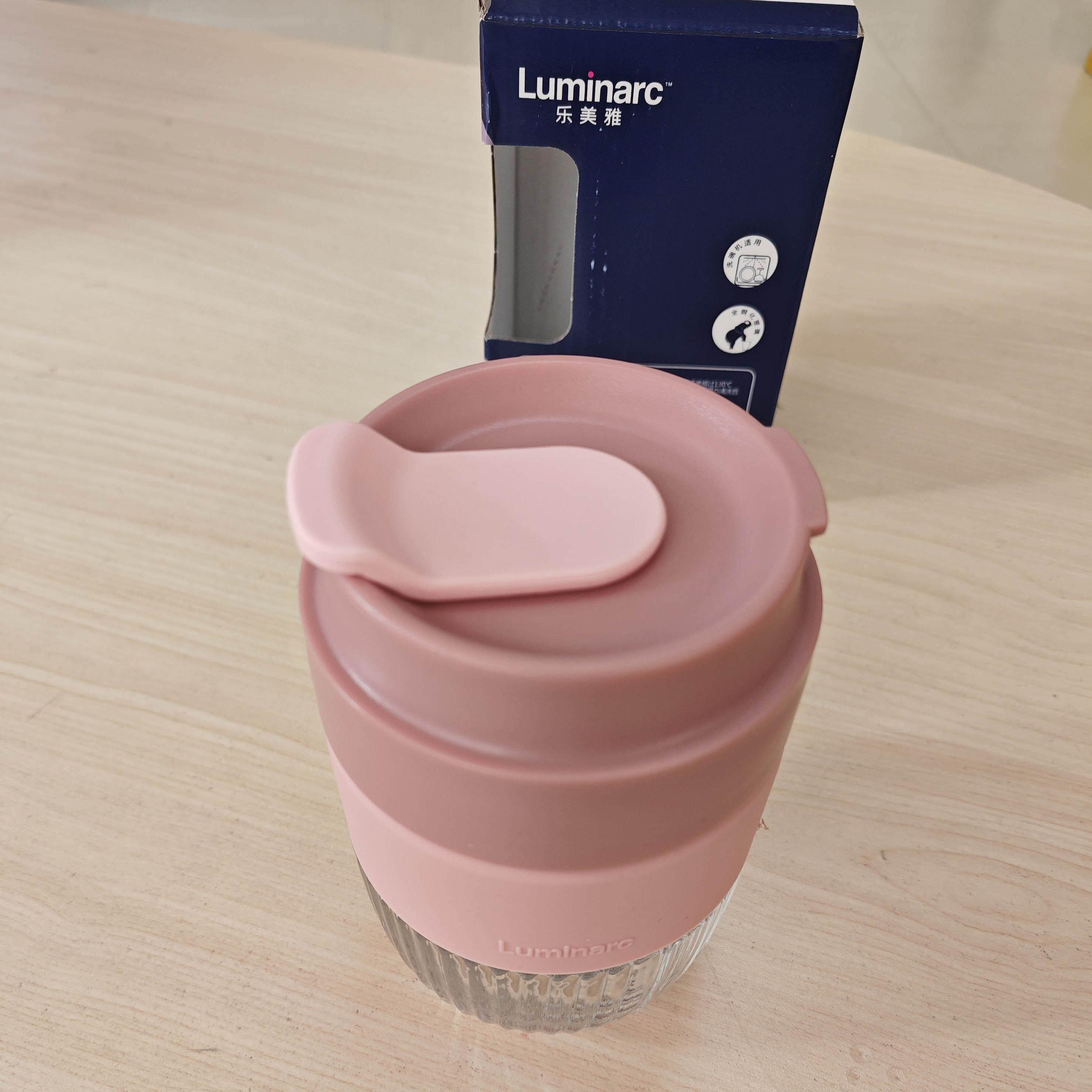 乐美雅幻彩乐啡杯350ml 玻璃杯带盖密封时尚随行杯耐热泡茶水杯
